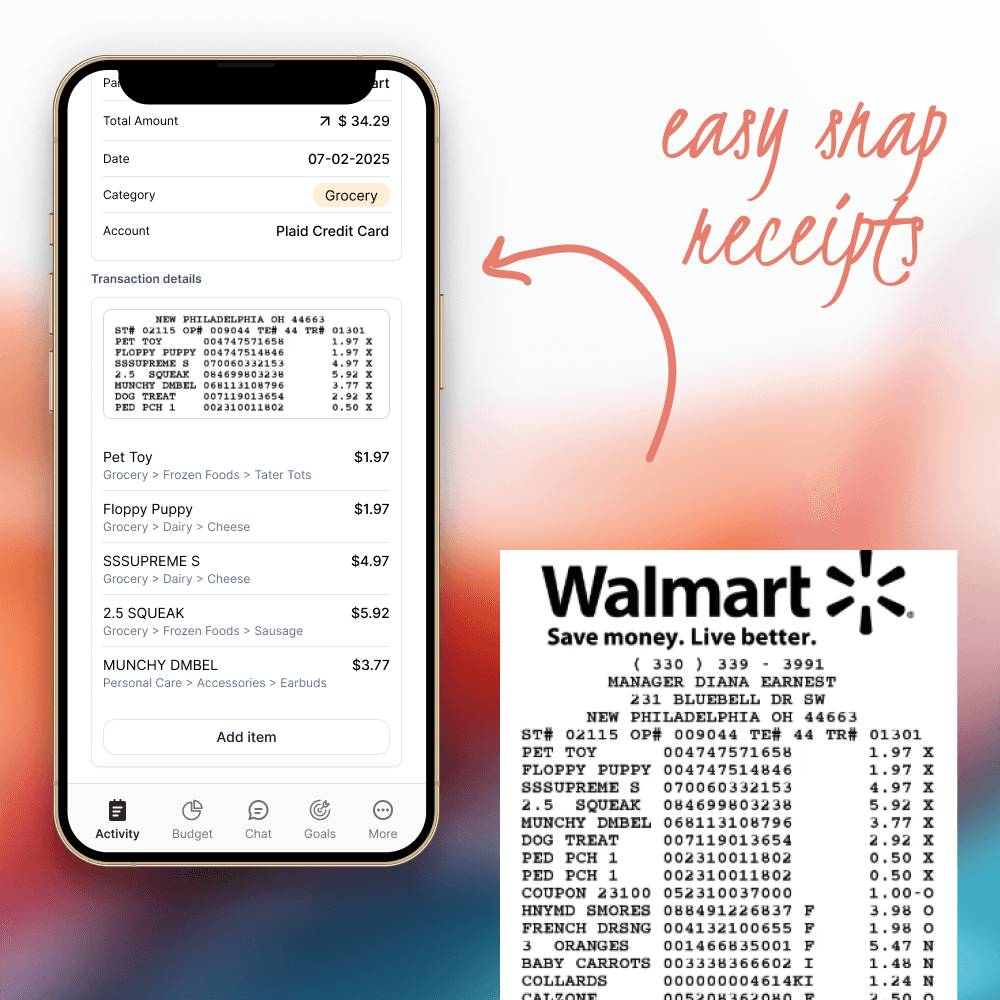 Receipt Scanning interface